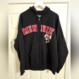 Walt Disney World Minnie Mouse black zippered front hoodie size XL
